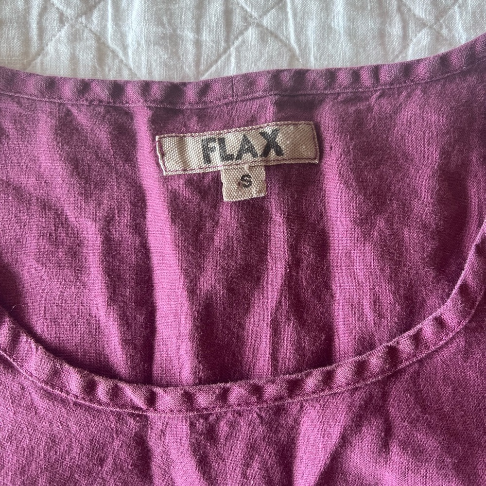 Flax Purple Linen Short-Sleeve Tunic - Picture 4 of 6